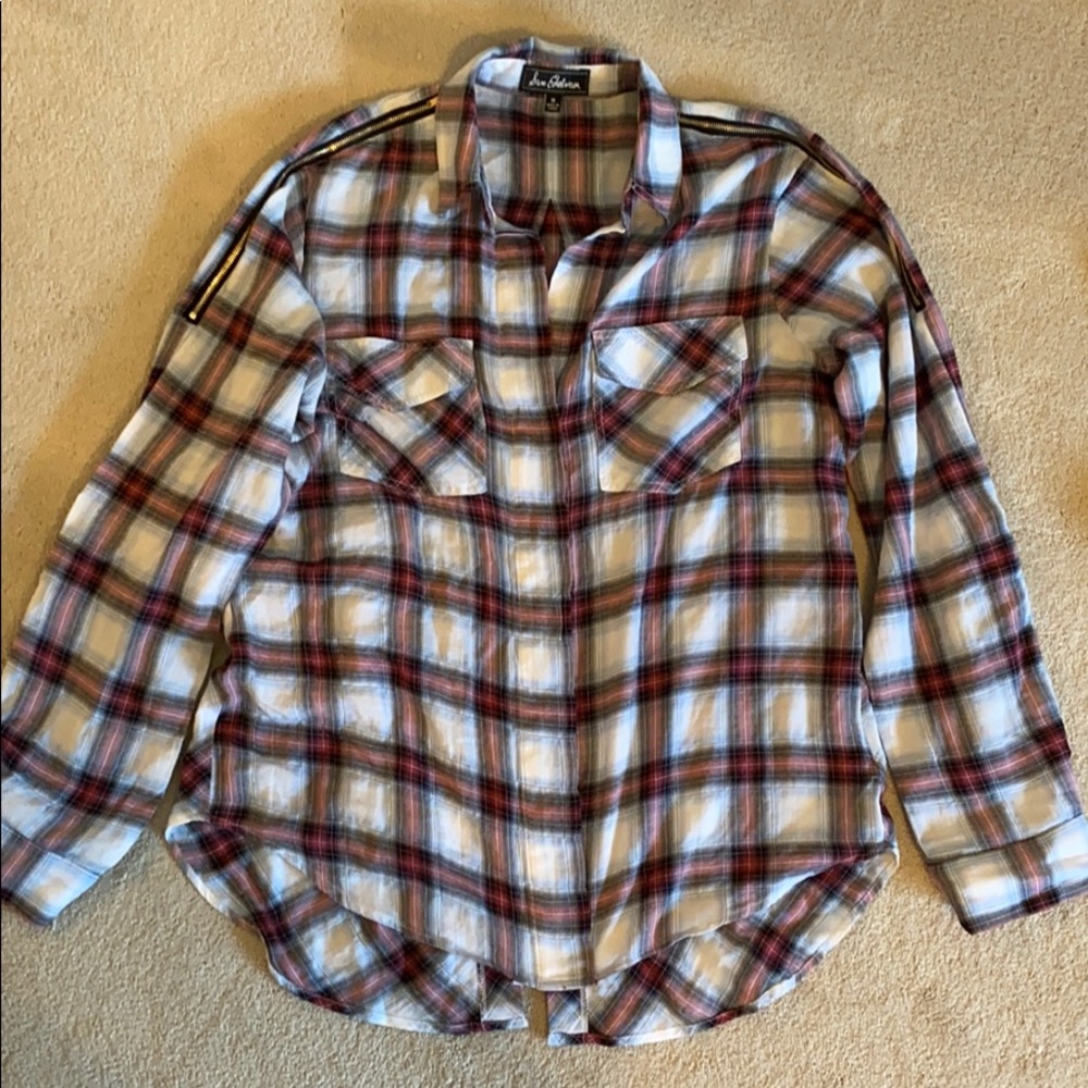 Sam Edelman Plaid Shirt with zipper details